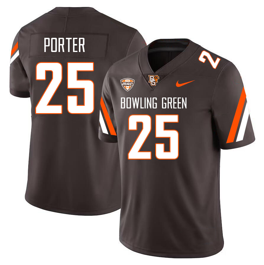 Bowling Green Falcons #25 Mar'Kel Porter College Football Jerseys Stitched-Brown